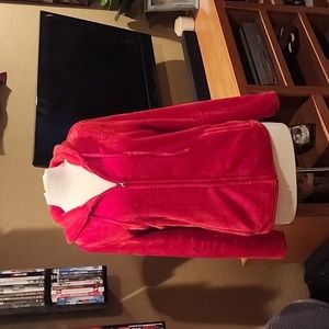 No Boundaries red furry zip up hoodie